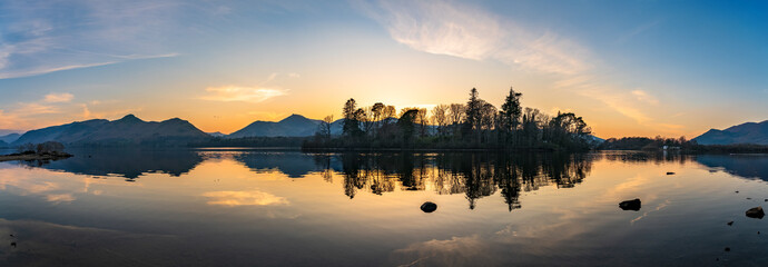 Canvas Print - Derwentwater lake at sunset in Lake District. England