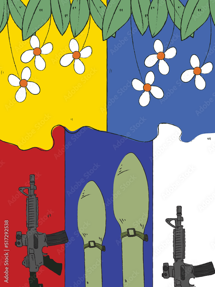 Russia-Ukraine war hand drawing. Pray for peace in Ukraine. Stop war in ...