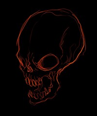Wall Mural - Red light skull shaped in dark