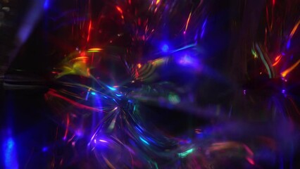 Wall Mural - Light rays through a crystal prism. Light leaks. Festive neon abstract holographic modern background for party