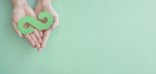 Hands Holding Green Infinity Arrow Symbol, Circular Economy, Sustainable And Responsible Business Growth Concept