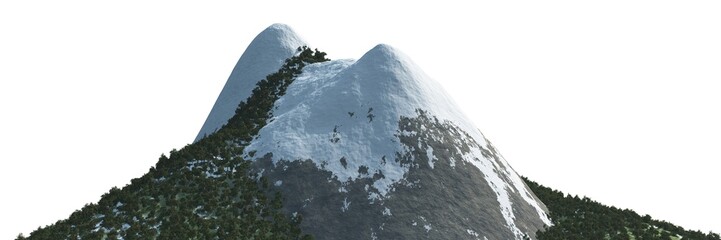  Snowy mountains Isolate on white background 3d illustration