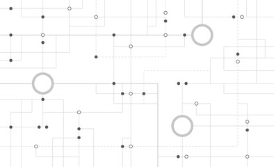 Poster - Technology circuit board connected dots and lines background template. Concept blockchain linked global digital database graphic vector