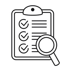 Wall Mural - Clipboard with magnifier loupe icon, business concept. Analysis, analyzing icon. File search icon, document search, vector isolated.