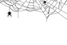Spiders And Spider Web On The Wall For Halloween