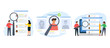 Concept of recruitment new employees job candidates recruitment hiring. Choice of worker or personnel. Set of flat cartoon colorful vector illustration.