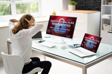 Poster - Ransomware Malware Attack. Business Computer Hacked