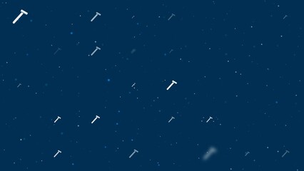 Poster - Template animation of evenly spaced mens razor symbols of different sizes and opacity. Animation of transparency and size. Seamless looped 4k animation on dark blue background with stars