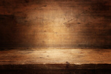 Image Of Table In Front Dark Wooden Brown Background