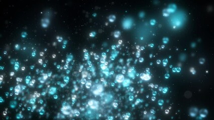 Wall Mural - Hundreds of blue air bubbles slowly rise up to create elegant bokeh.