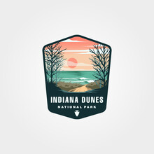 Indiana Dunes National Park Logo Vector Symbol Illustration Design, Indian Dune Seashore Logo