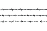 Fototapeta Miasto - Barbed wire. Protective boundary. Protection concept design. Vector fence seamless illustration isolated on white