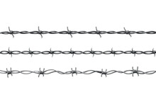 Barbed Wire. Protective Boundary. Protection Concept Design. Vector Fence Seamless Illustration Isolated On White