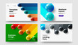 © kitka - Trendy book cover vector design layout bundle. Premium realistic balls site screen illustration composition.