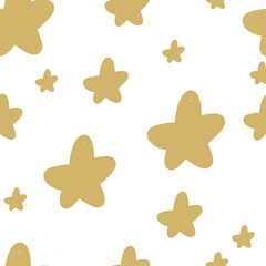 Wall Mural - Seamless pattern golden stars on white background scandinavian style