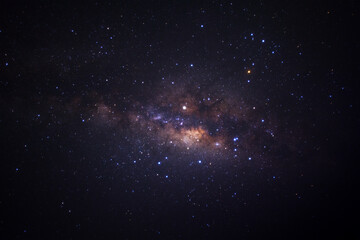 Wall Mural - milky way galaxy with stars and space dust in the universe, long exposure photograph, with grain.