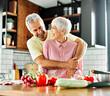 © Lumos sp - love kitchen senior woman man couple home retirement happy food smiling husband wife together person