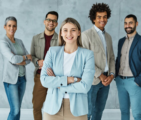 Wall Mural - young business people meeting office portrait diversity teamwork group success corporate colleague partner partnership couple together startup creative start up beginning start