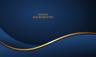 Wall Mural - dark blue luxury premium background and gold line.