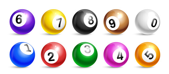 Poster - Realistic Bingo Lotto Balls Icon Set