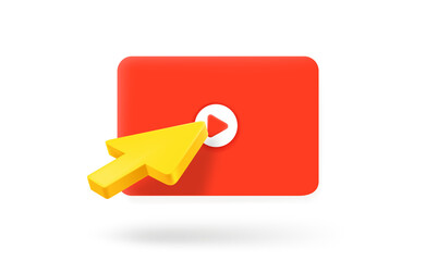 Poster - Pressing play button on a web page concept. 3d vector icon