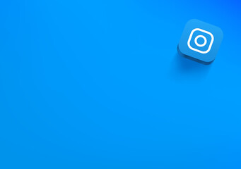 Poster - Vector wallpaper with blue icon with camera pictogram. 3d vector background with copy space