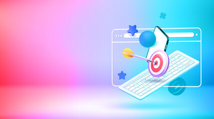 Aufkleber - Business success concept. Vector 3d banner with copy space