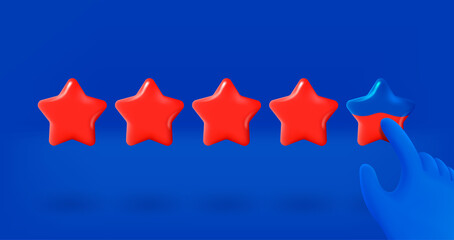 Aufkleber - Five stars review concept. 3d vector illustration