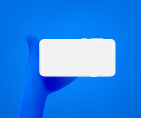 Aufkleber - Smartphone in hand. Making horizontal photo using smartphone. 3d vector mockup