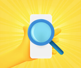 Leinwandbilder - Searching information on smartphone. 3d vector illustration