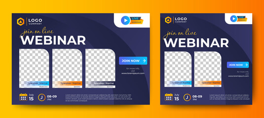 Marketing Strategies live webinar banner invitation and social media post template. Business webinar invitation design