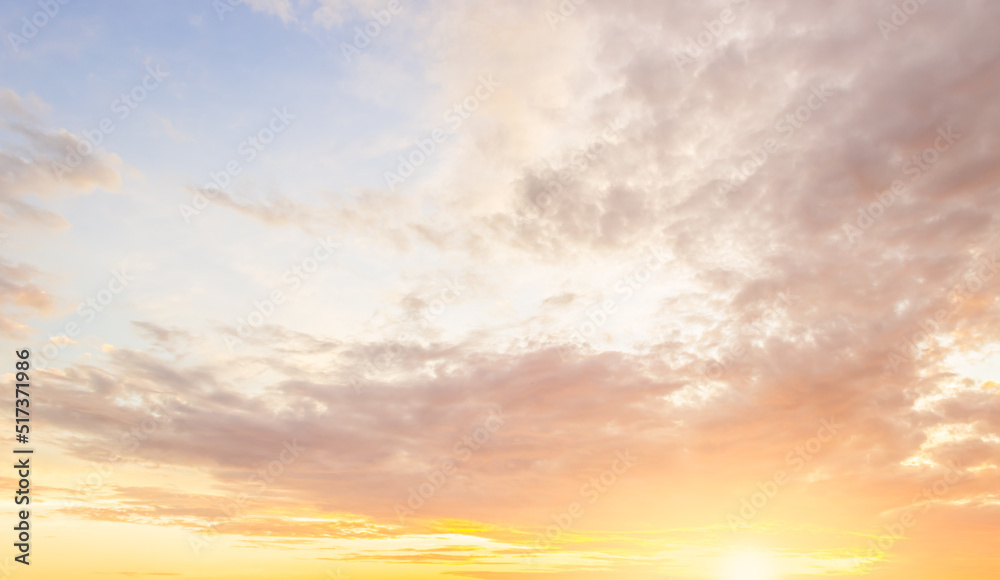 Golden sunset sky in the morning with colorful orange, yellow sunrise ...