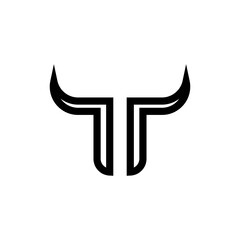 Wall Mural - T letter with Horn logo design vector