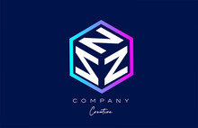 Pink Blue XXXXXXXXX Three Letter Cube Alphabet Letter Logo Icon Design With Polygon Design. Creative Template For Company And Business