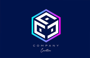 Wall Mural - pink blue C three letter cube alphabet letter logo icon design with polygon design. Creative template for company and business