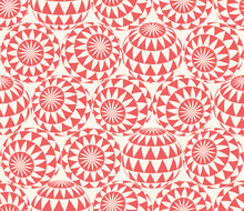 Checkered Triangles Patterned 3D Balls In Different Positions Psychedelic Art Seamless Abstract Vector Red White Motley Background. Freaky Acid Trip Repetitive Wallpaper. Bizarre Hypnotic Abstraction