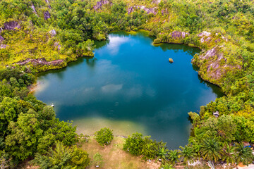  Aerial view of Ranong Canyon Park in Hat Som Paen, Thailand
