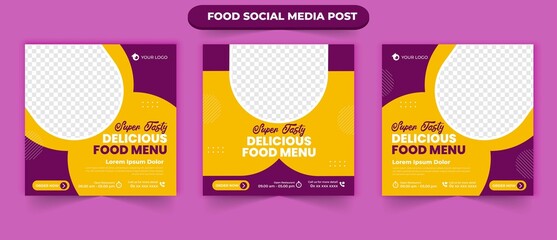 Wall Mural - food delicious menu content for restauran and cafe promotion needs social media post template with e