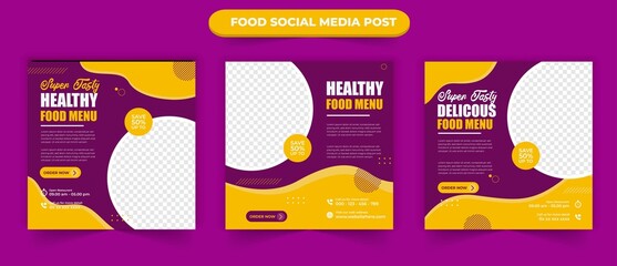 Wall Mural - delicous food menu promotion content for social media post banner square template