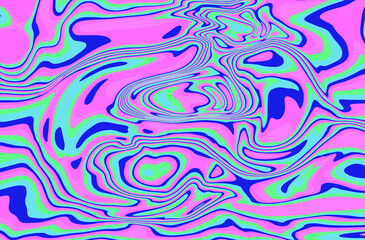 Fototapete - Psychedelic trippy background in black, pastel pink and blue colors. The 70s retro lava style.
