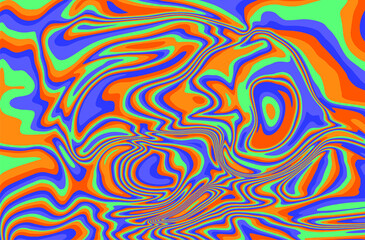 Fototapete - Psychedelic trippy background in black, pastel pink and blue colors. The 70s retro lava style.