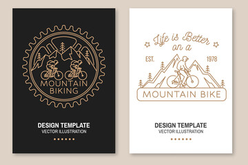 Wall Mural - set of mountain biking flyer, brochure, banner, poster. vector illustration. concept for shirt or lo