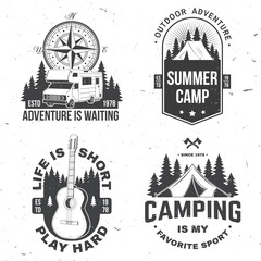 Wall Mural - set of camping badges. vector illustration. concept for shirt or logo, print, stamp or tee. vintage 