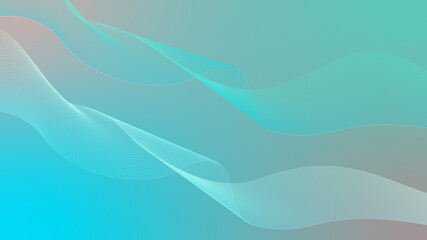 Poster - Abstract futuristic wavy stripes. Abstract curved lines on a turquoise background. Vector.