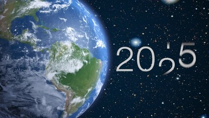 Wall Mural - looped rotation of the planet earth with dynamic date 2023. 3d render. elements of this image furnis