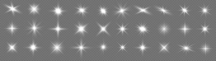 Wall Mural - star light white, sparkles, sun rays, flash sparks