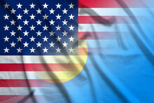 USA And Palau Political Flag Transborder Contract PLW USA