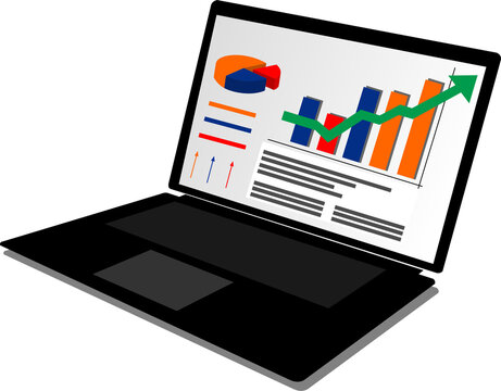 business graphics on laptop screen