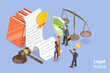 3D Isometric Flat Vector Conceptual Illustration of Legal Notice, Agreement Checking and Signing Process