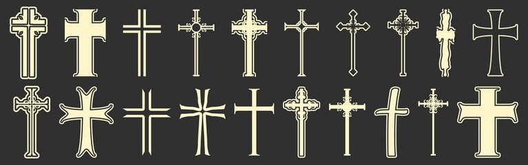 Christian crosses icons collection. Religion concept illustration